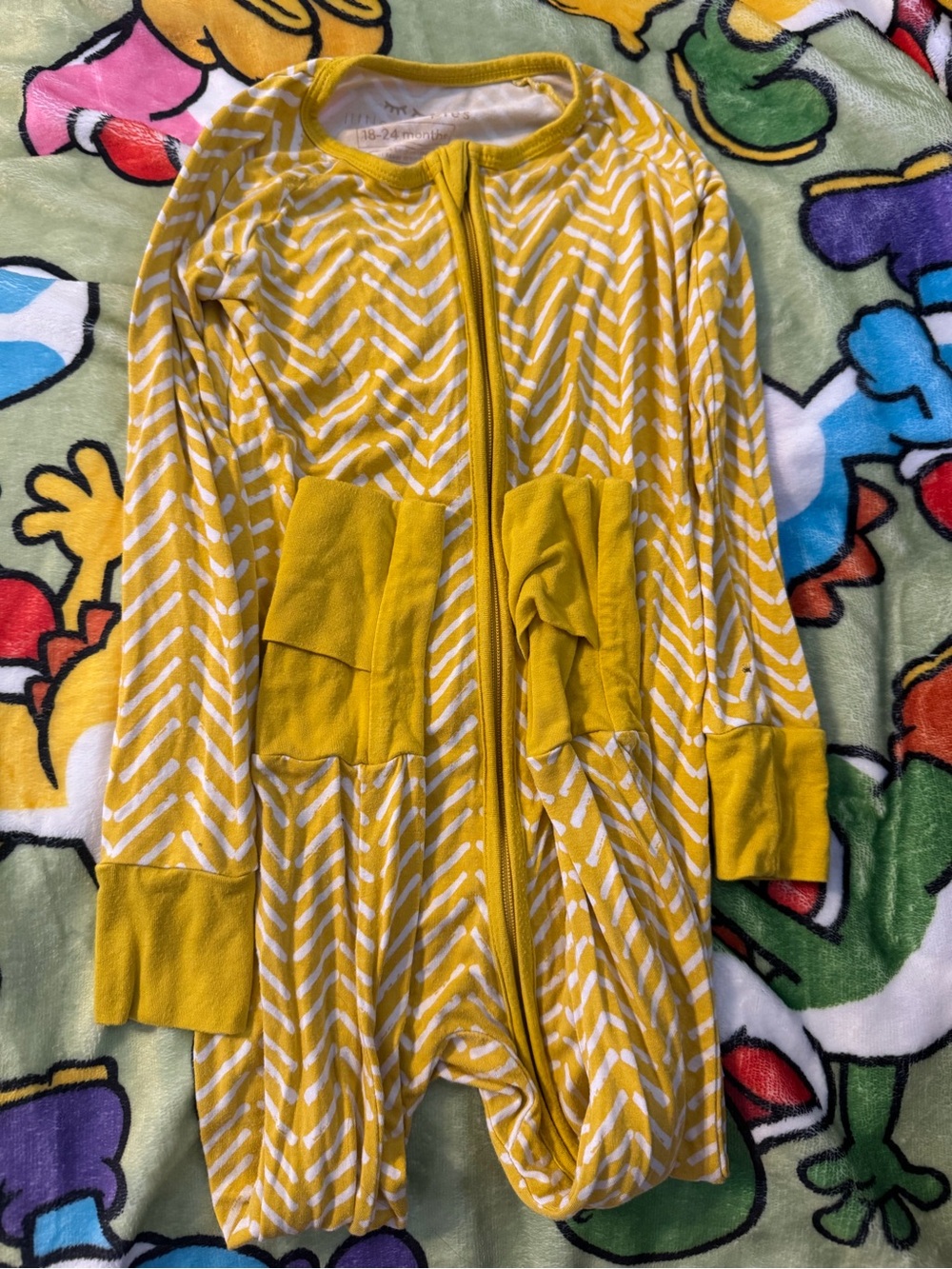 Little Sleepies Yellow and White Chevron One-Piece Footie